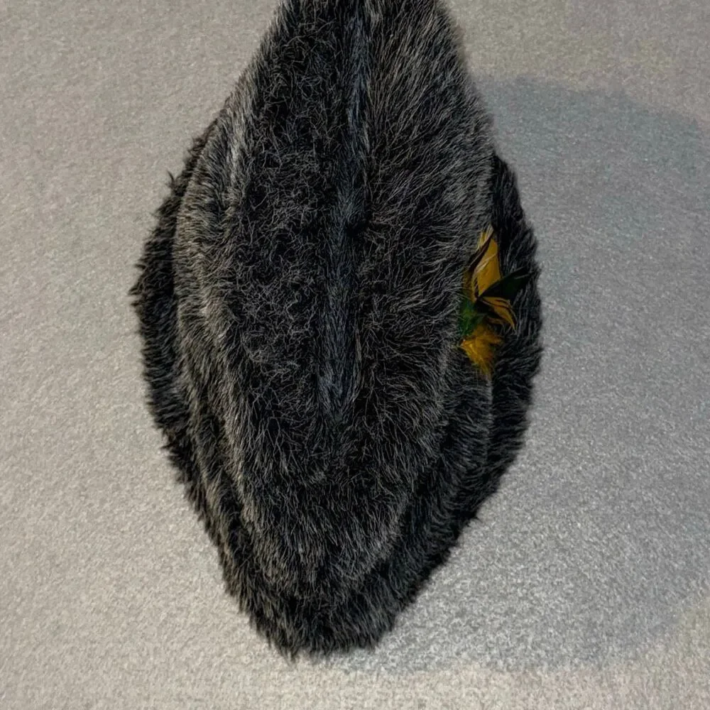 Vintage Dobbs Fifth Avenue Gray Fur Fedora Hat Feather Accent USA Made Size 7 1/